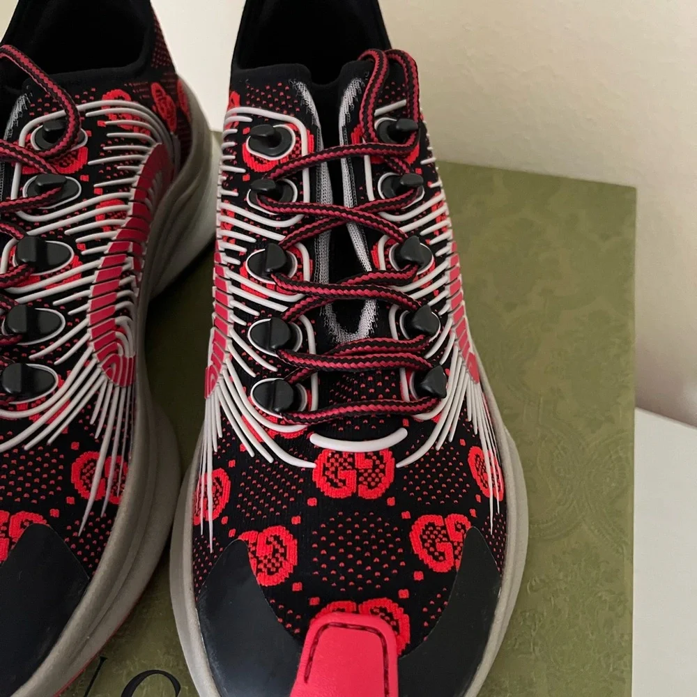 NIB Gucci Run G Logo GG Technical Knit Run  Red /Bback Sz 10G / US 10.5 $920 - Picture 4 of 14